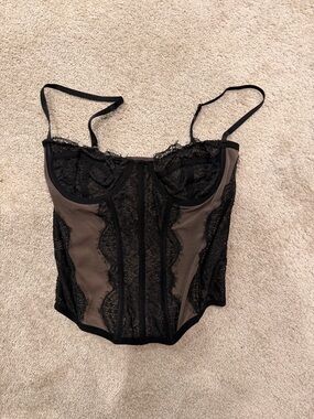 Urban Outfitters Black Lace Corset Tank Top